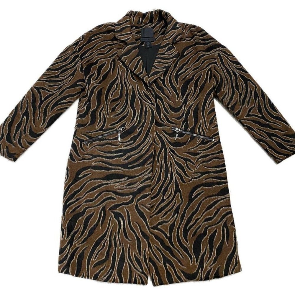 Maison Cinqcent 500 Designer Faux Fur 3% Wool Trench Jacket - Womens XS